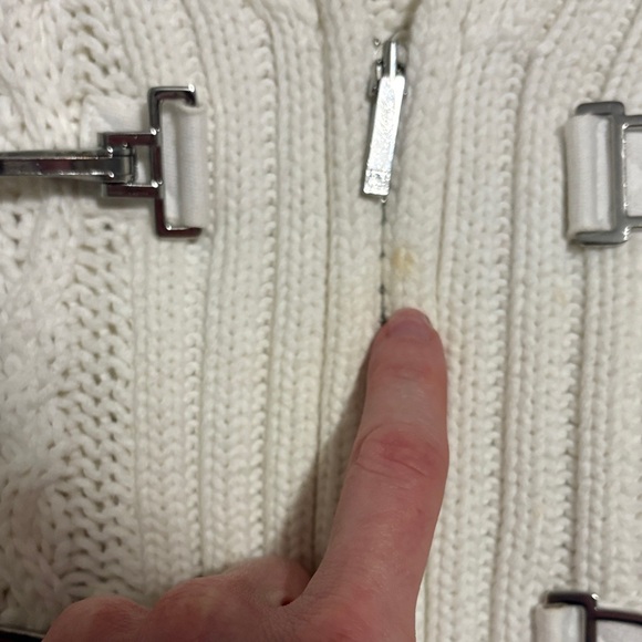 Ralph Lauren Cream Cable Knit Cardigan with Buckles size small petite - Picture 3 of 7